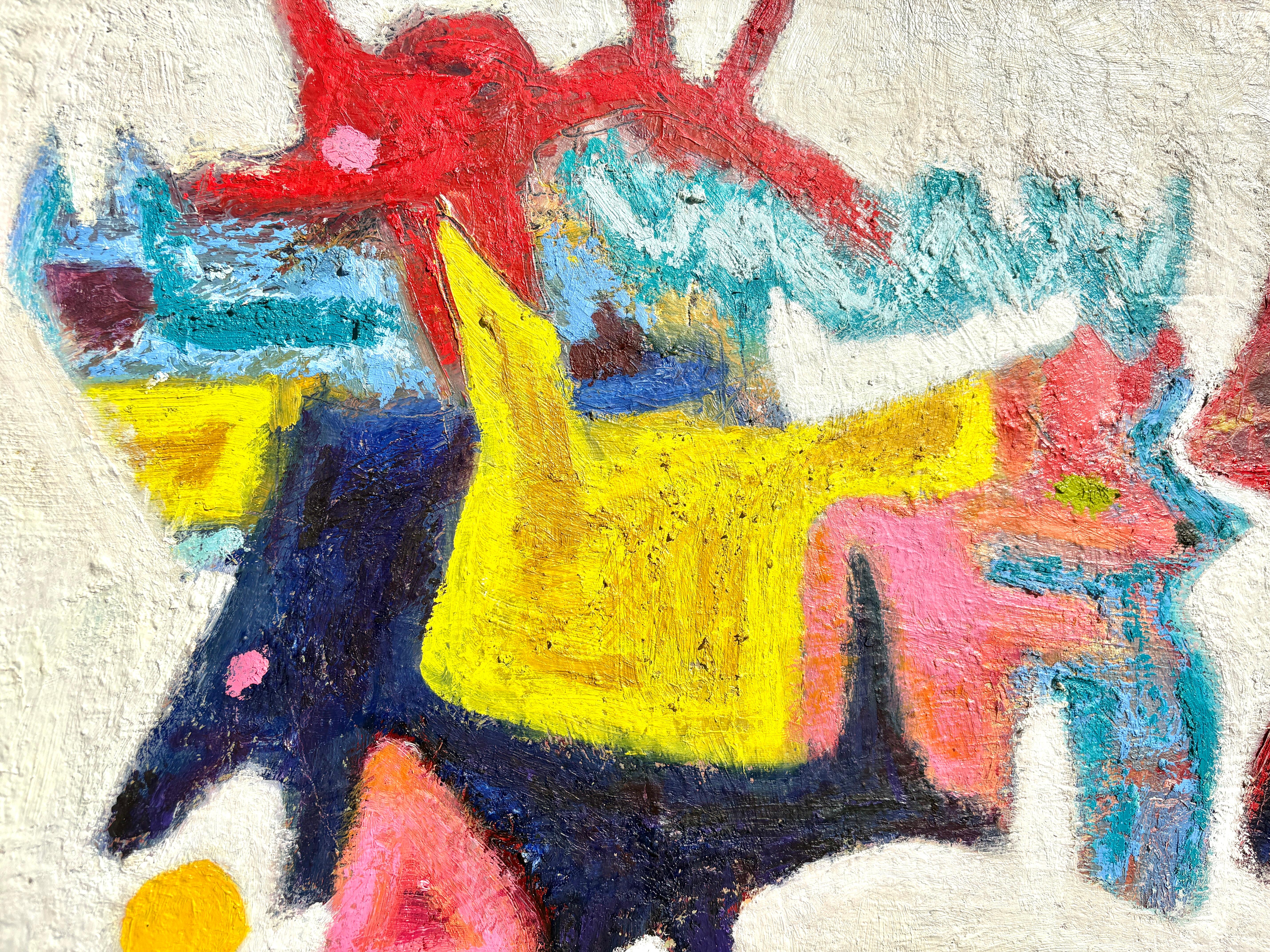 « Dogs Play Ball in Heaven » de Lesley Anne Spowart - Art néo-expressionniste blanc en vente 2