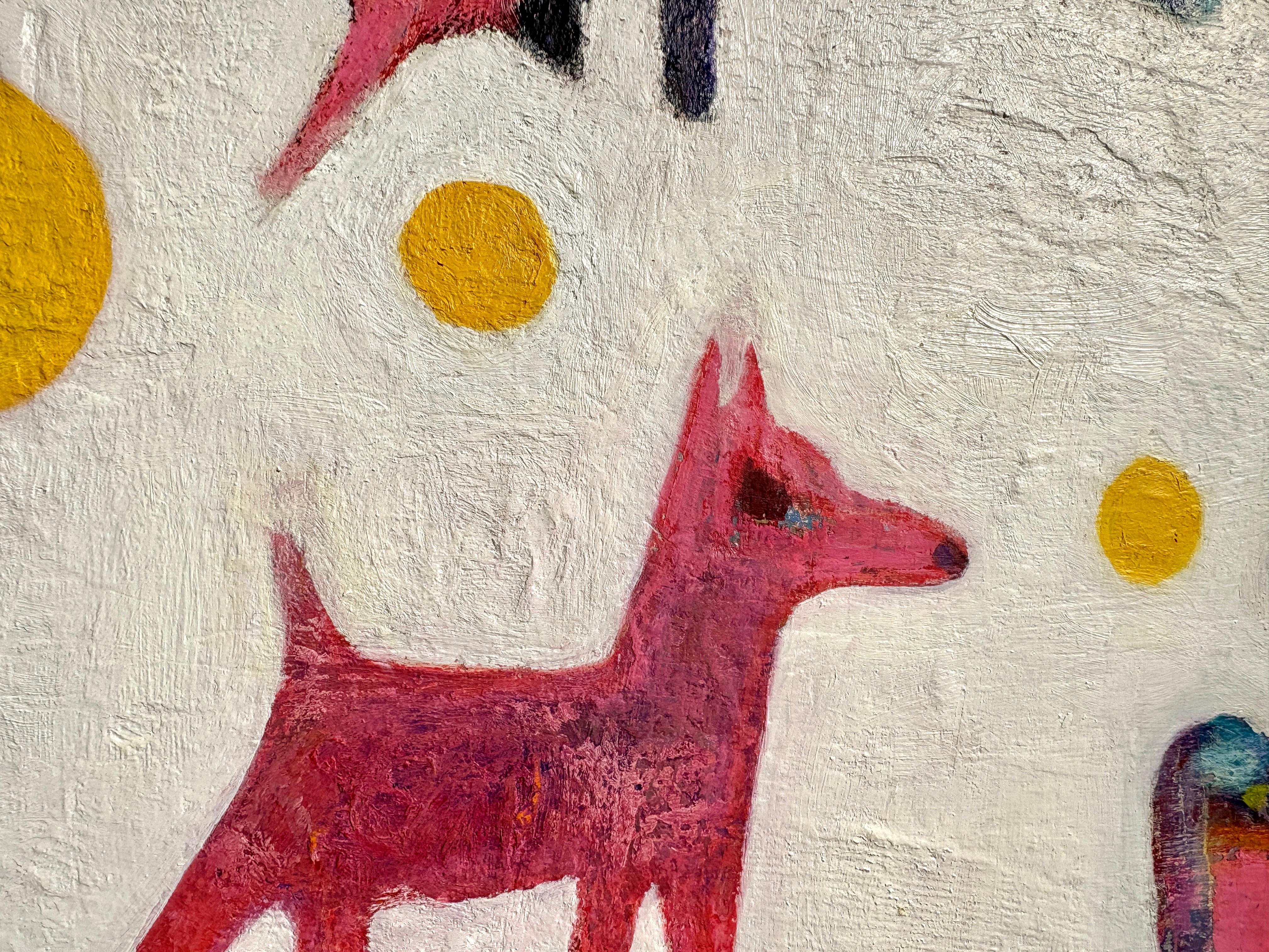 « Dogs Play Ball in Heaven » de Lesley Anne Spowart - Art néo-expressionniste blanc en vente 4