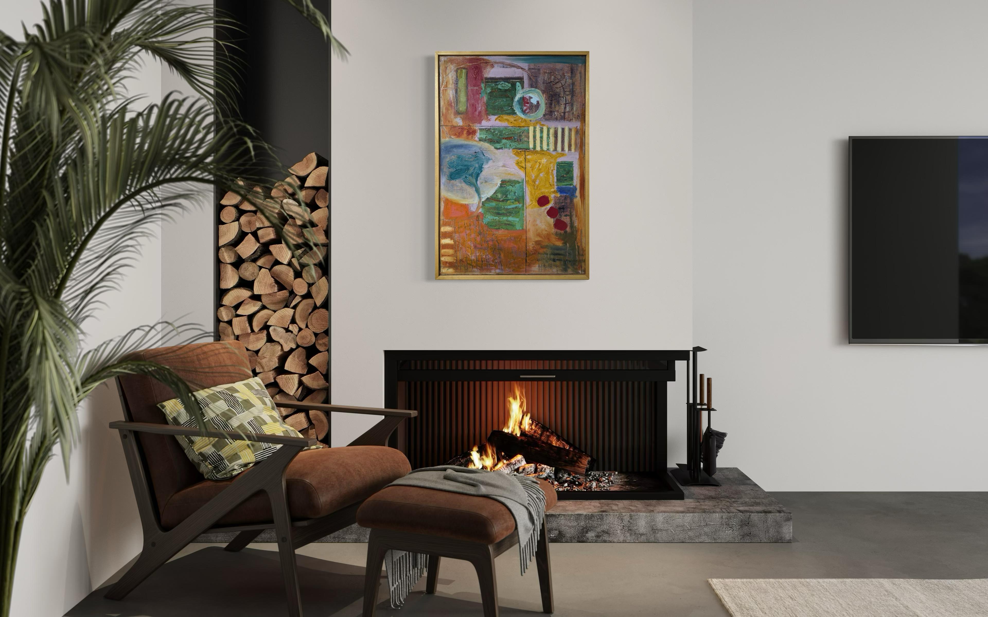 Paisaje de ensueño - Abstracto colorido Por Lesley Anne Spowart en venta 3