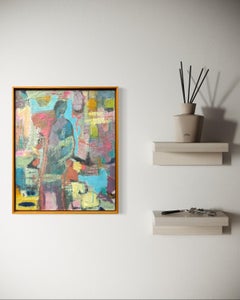 "Fragmented" by L. A. Spowart - Contemporary Figure in Blue Abstract Painting