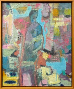"Fragmentado" de L. A. Spowart - Figura contemporánea en pintura abstracta azul
