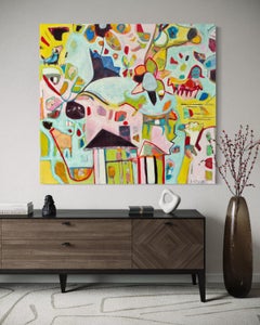 "Esposa feliz, vida feliz" de L A Spowart - Arte contemporáneo en tonos pastel vibrantes