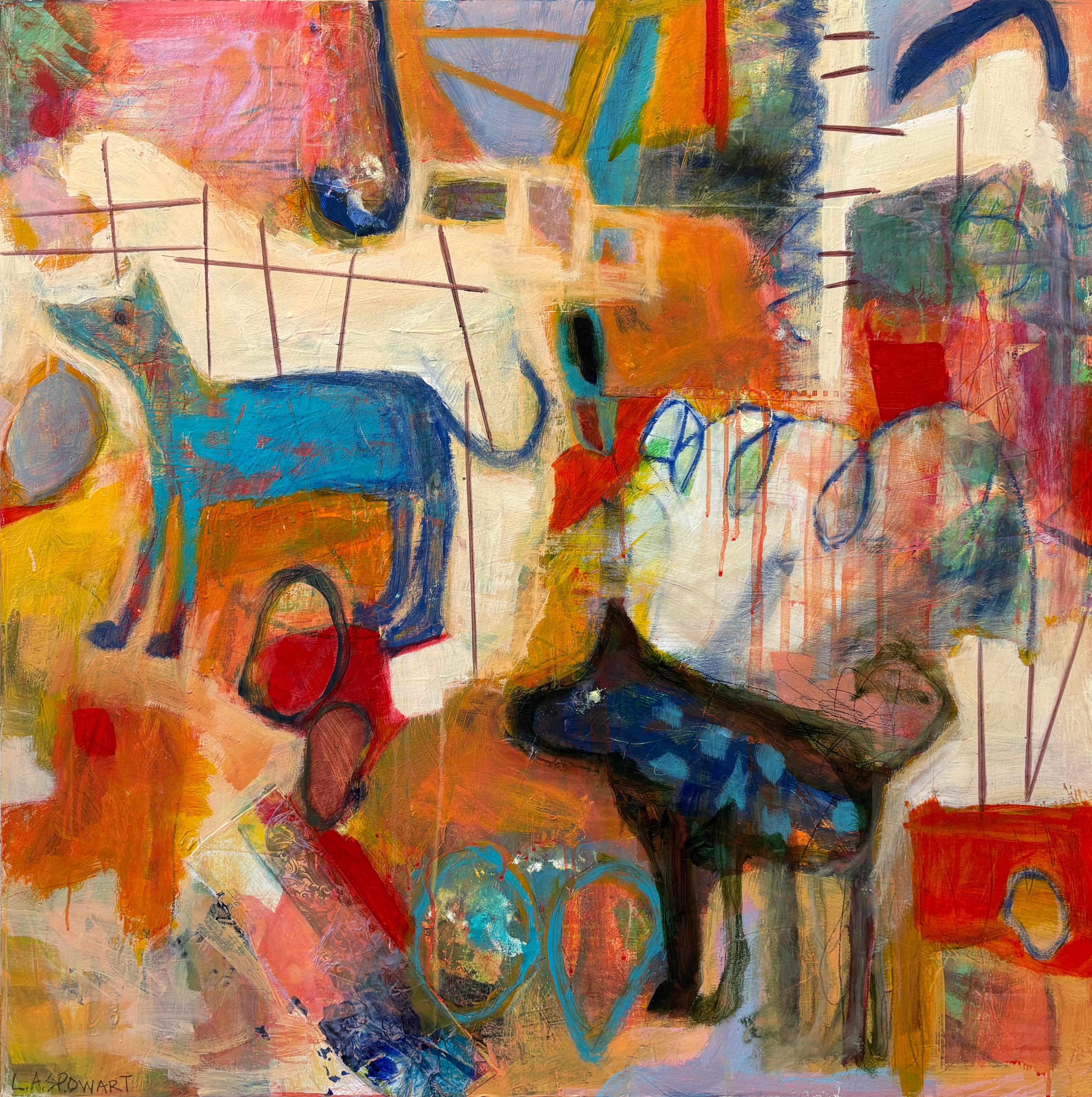 "Jungle Boogie" de Lesley Anne Spowart - Animales abstractos de colores brillantes Perros