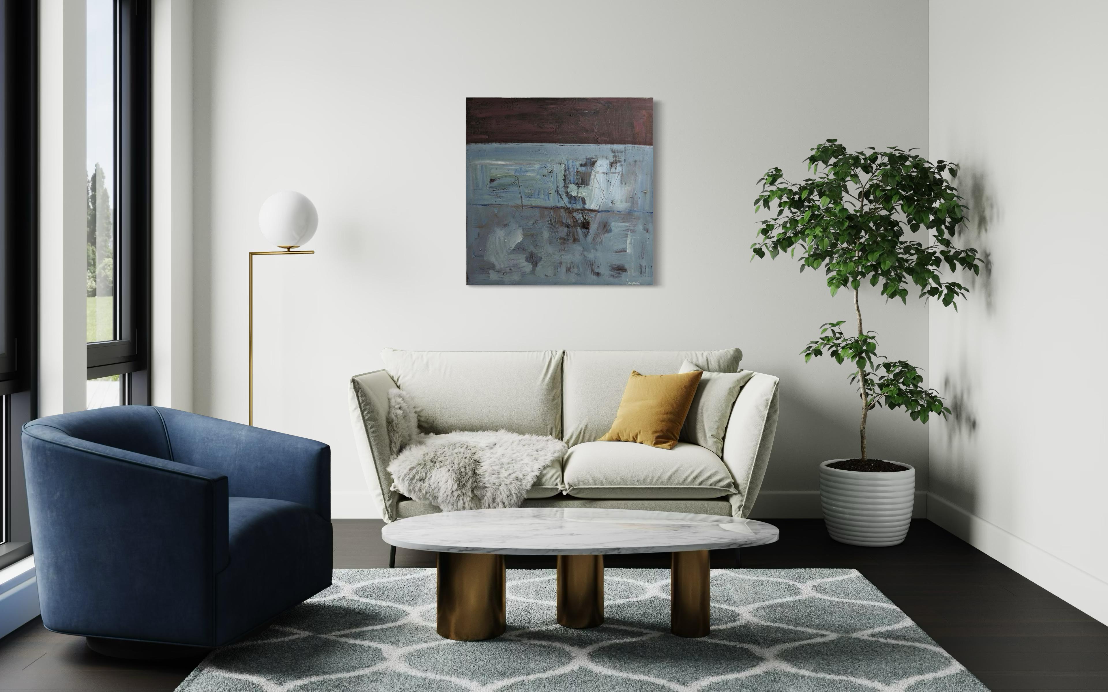 Kados - Peinture abstraite bleue de Lesley Anne Spowart en vente 2