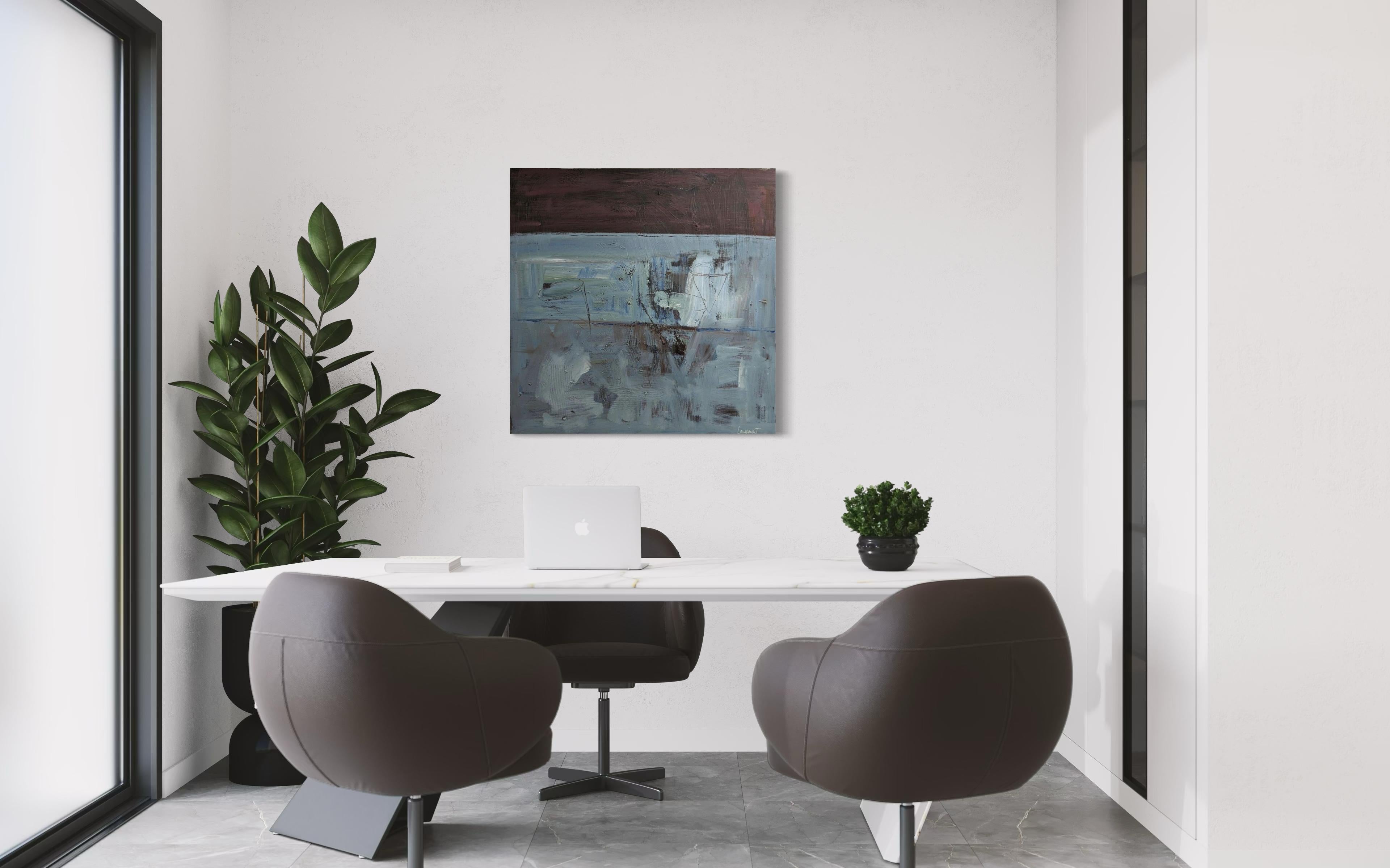 Kados - Peinture abstraite bleue de Lesley Anne Spowart en vente 3