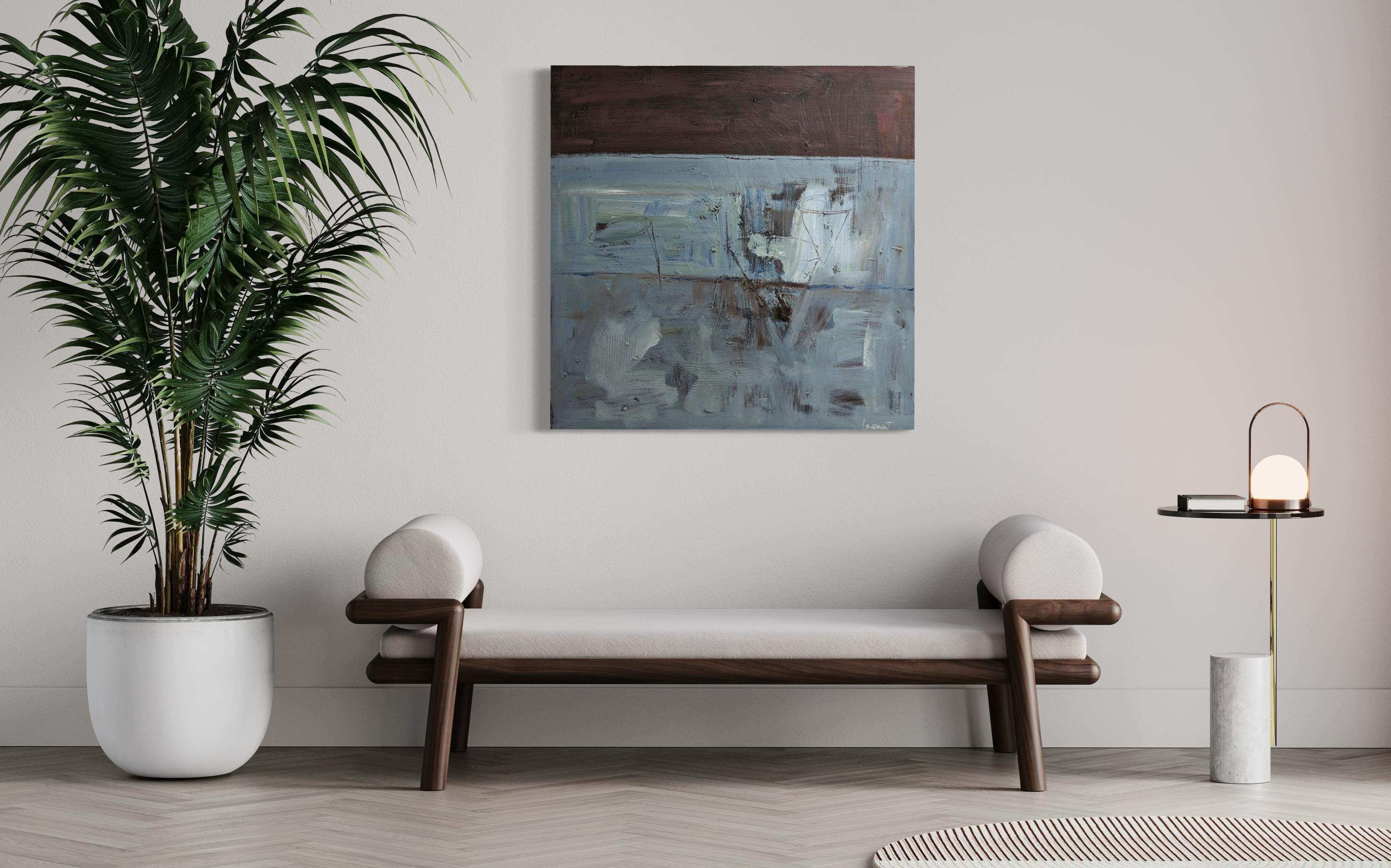 Kados - Peinture abstraite bleue de Lesley Anne Spowart en vente 4