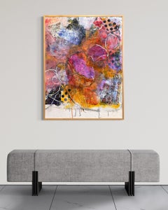 "Kinetic II", Mixed Media Shimmering Colorful Textured Abstract, Bright Colors