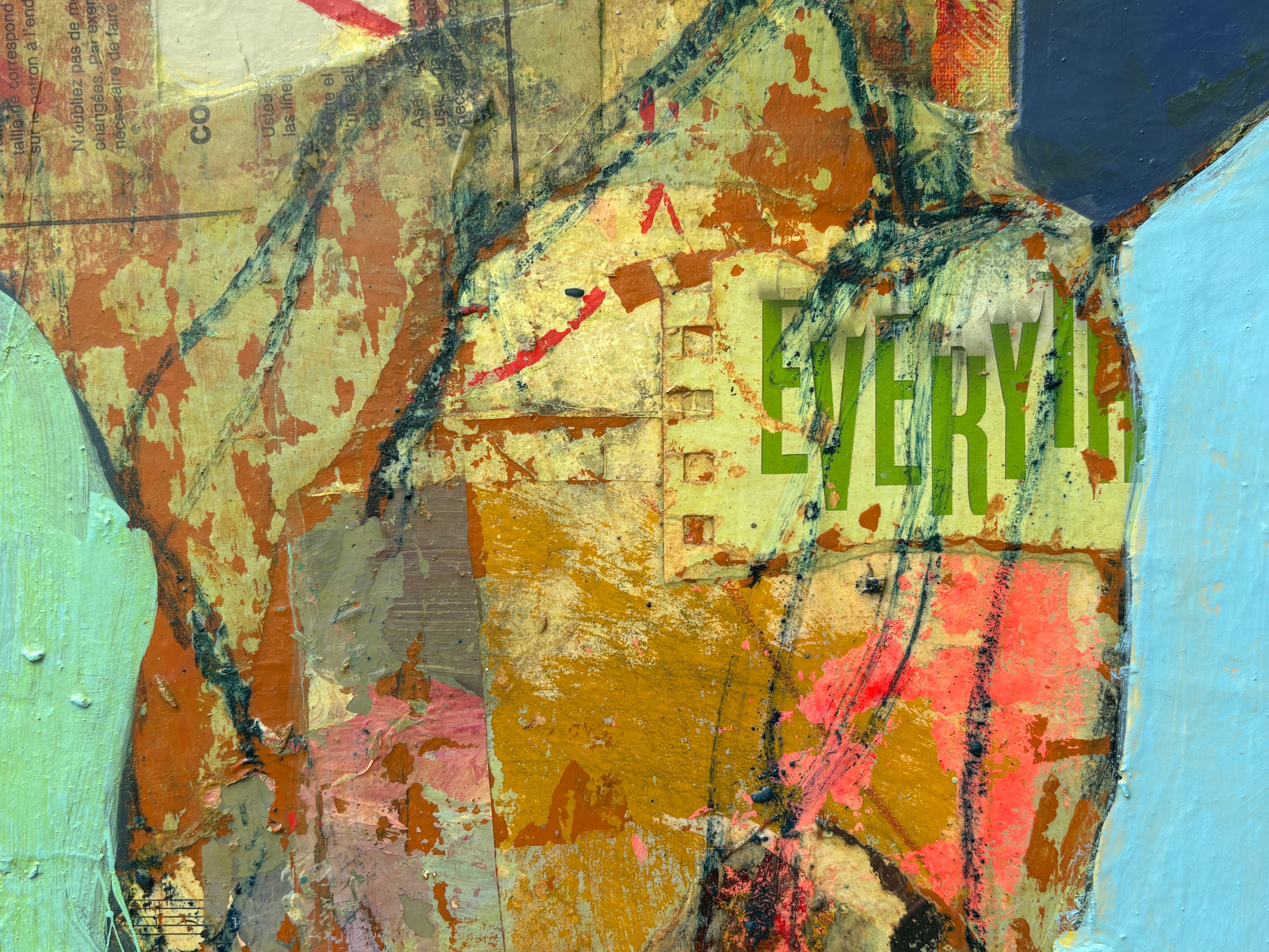 « Let Sleeping Dogs Lie » de L. A. Spowart, chien abstrait dans les tons bleu et terreux en vente 1