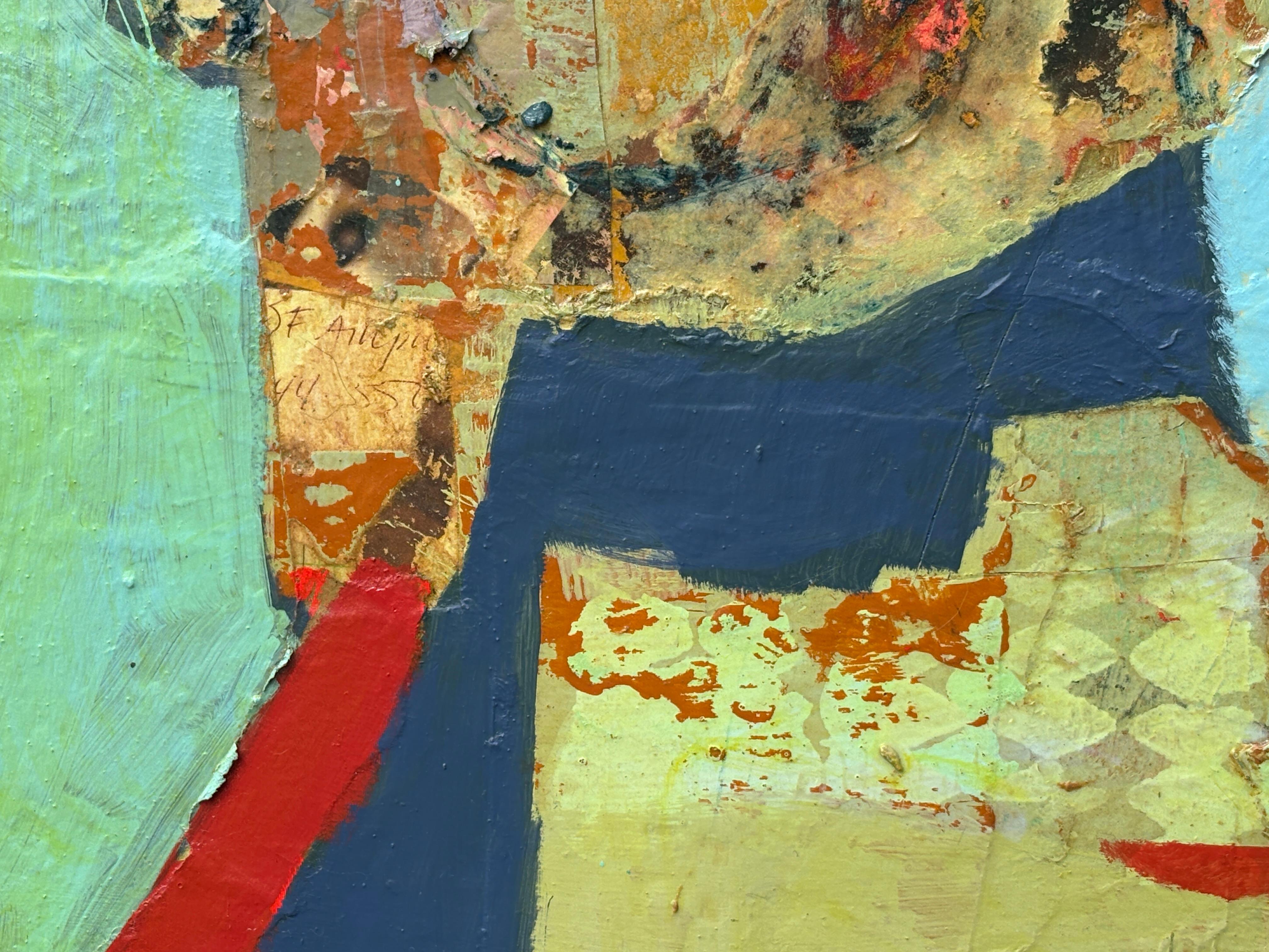 « Let Sleeping Dogs Lie » de L. A. Spowart, chien abstrait dans les tons bleu et terreux en vente 2
