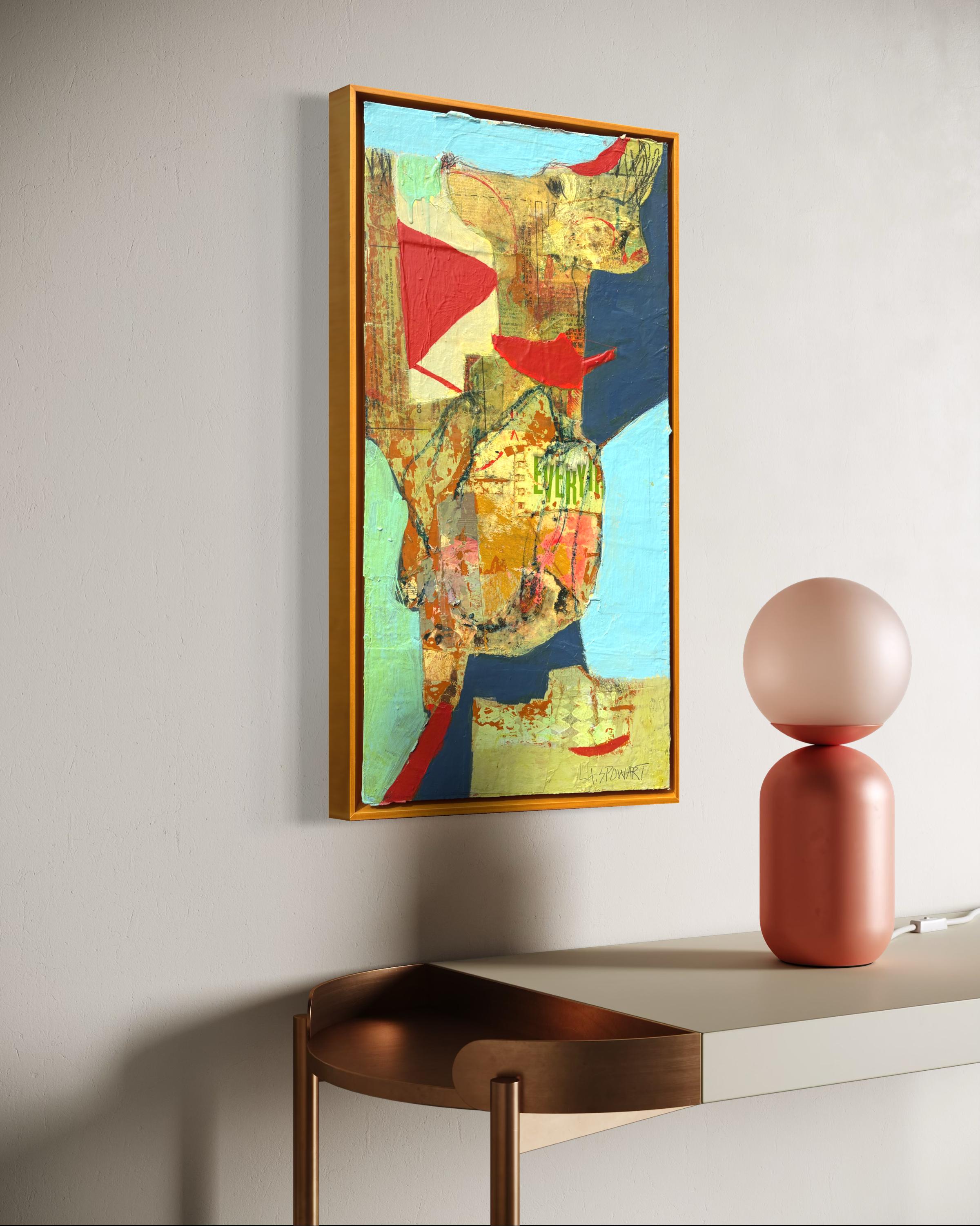« Let Sleeping Dogs Lie » de L. A. Spowart, chien abstrait dans les tons bleu et terreux en vente 4