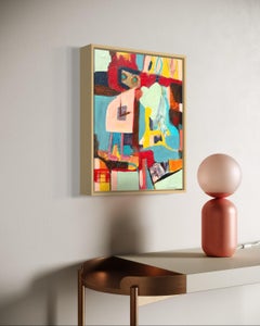 "Little Miss" by L. A. Spowart - Small Bright Neo-Figurative Abstract Painting