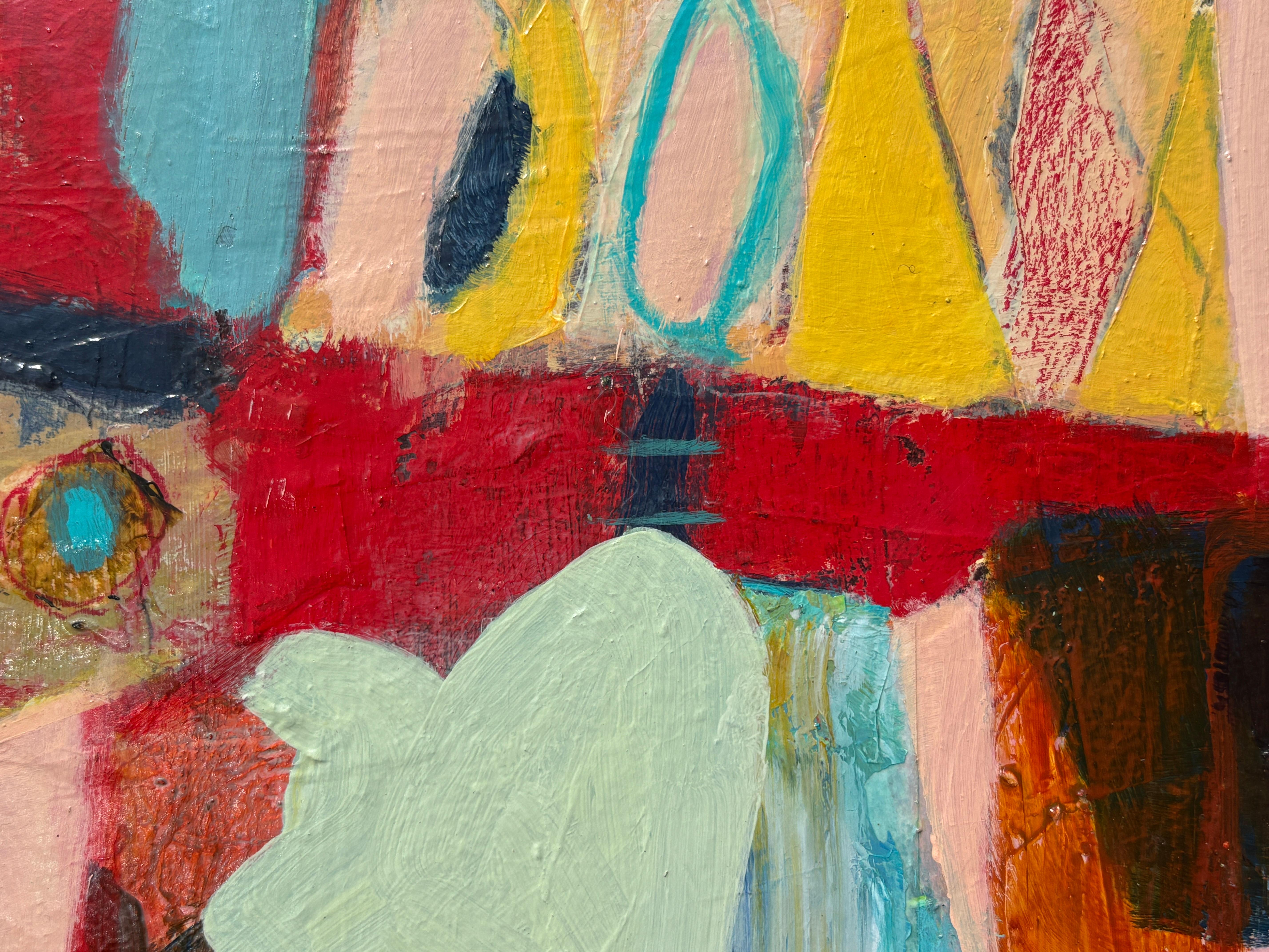 Petite Miss de L. A. Spowart - Petite peinture abstraite néo-figurative brillante - Néo-expressionnisme Painting par Lesley Anne Spowart