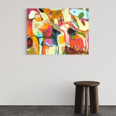 « Shark Bait » : peinture abstraite originale représentant des animaux, technique mixte, texturée, chiens, 2026