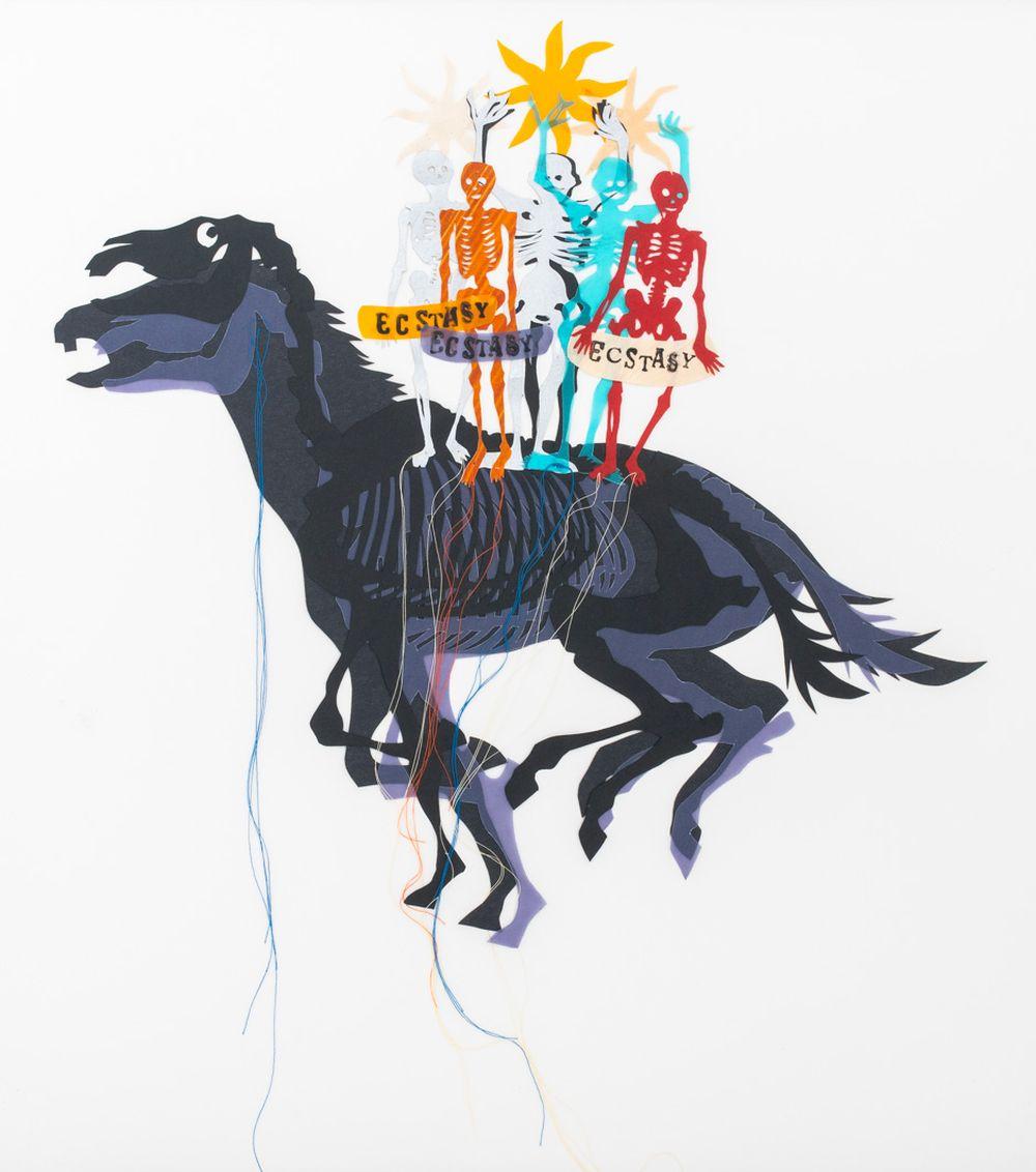 Ecstasy Skeletons on a Horse - Contemporary Art by Lesley Dill