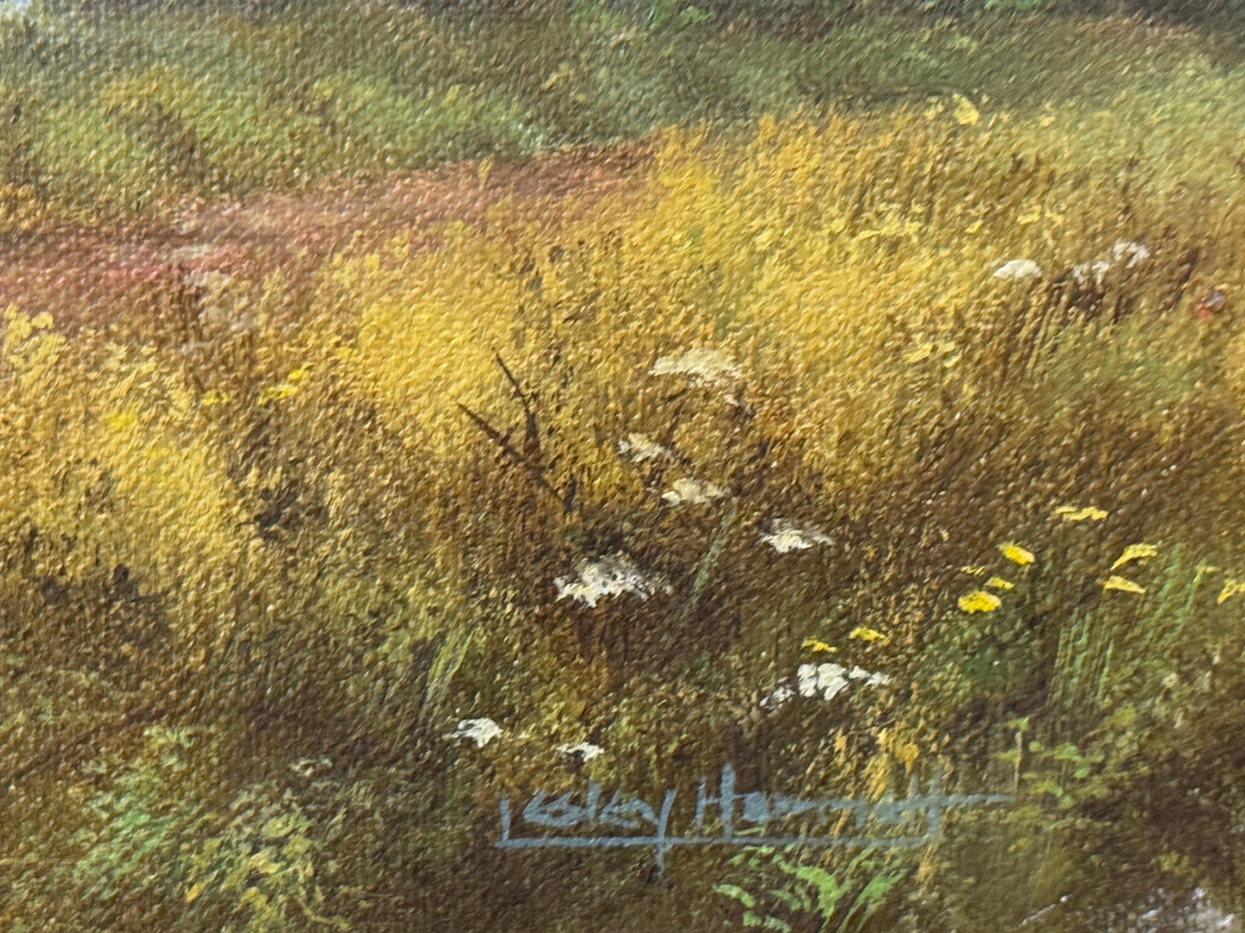 Lush Green English Countryside with Cottage & River by British Landscape Artist For Sale 11