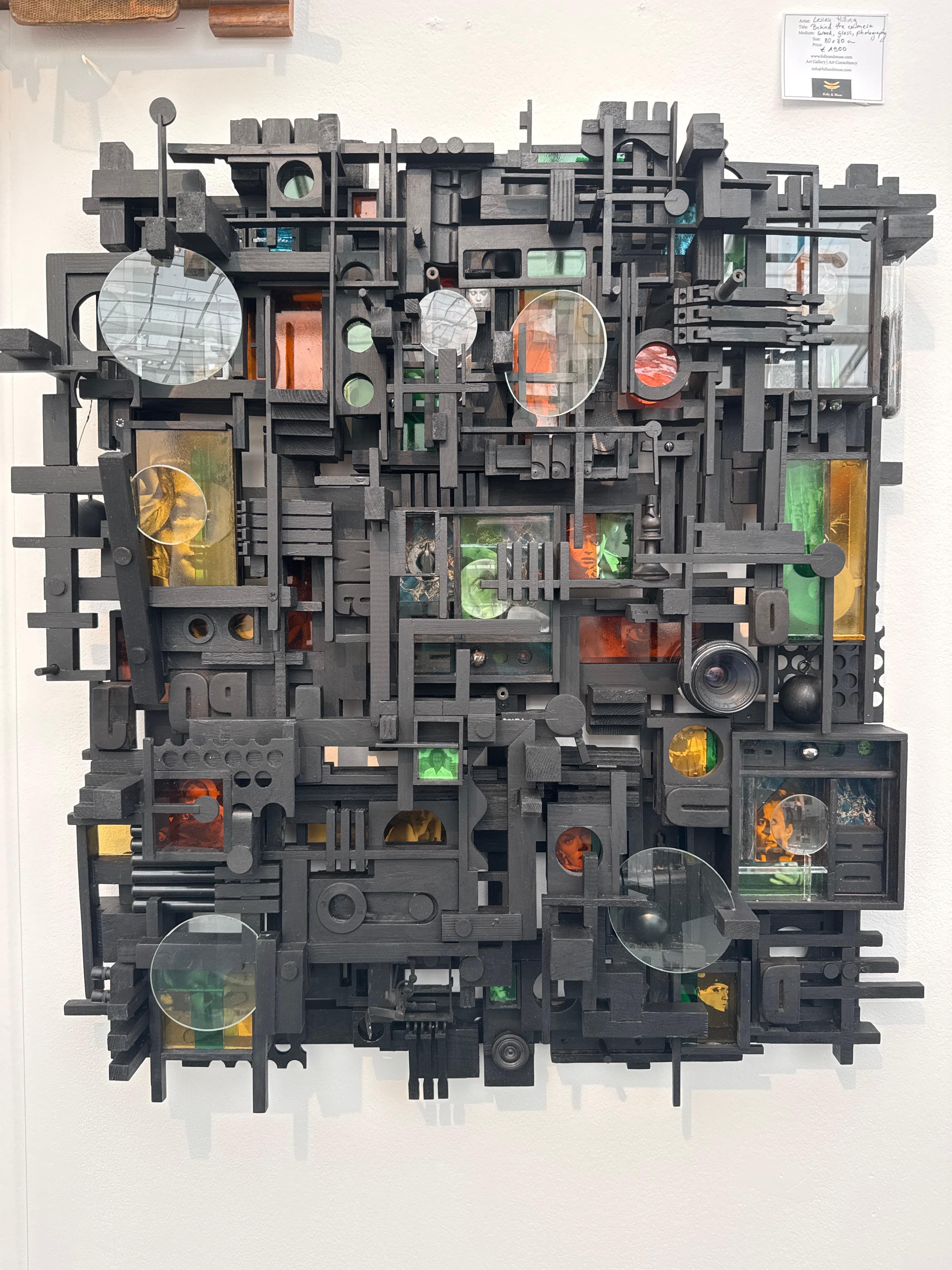 Lesley Hilling Abstract Sculpture - Noir - Contemporary Salvaged Wood Sculpture, 70cm Tall, Unique Design