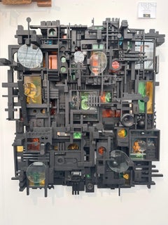 Noir - Escultura contemporánea de madera recuperada, 70 cm de altura, diseño único
