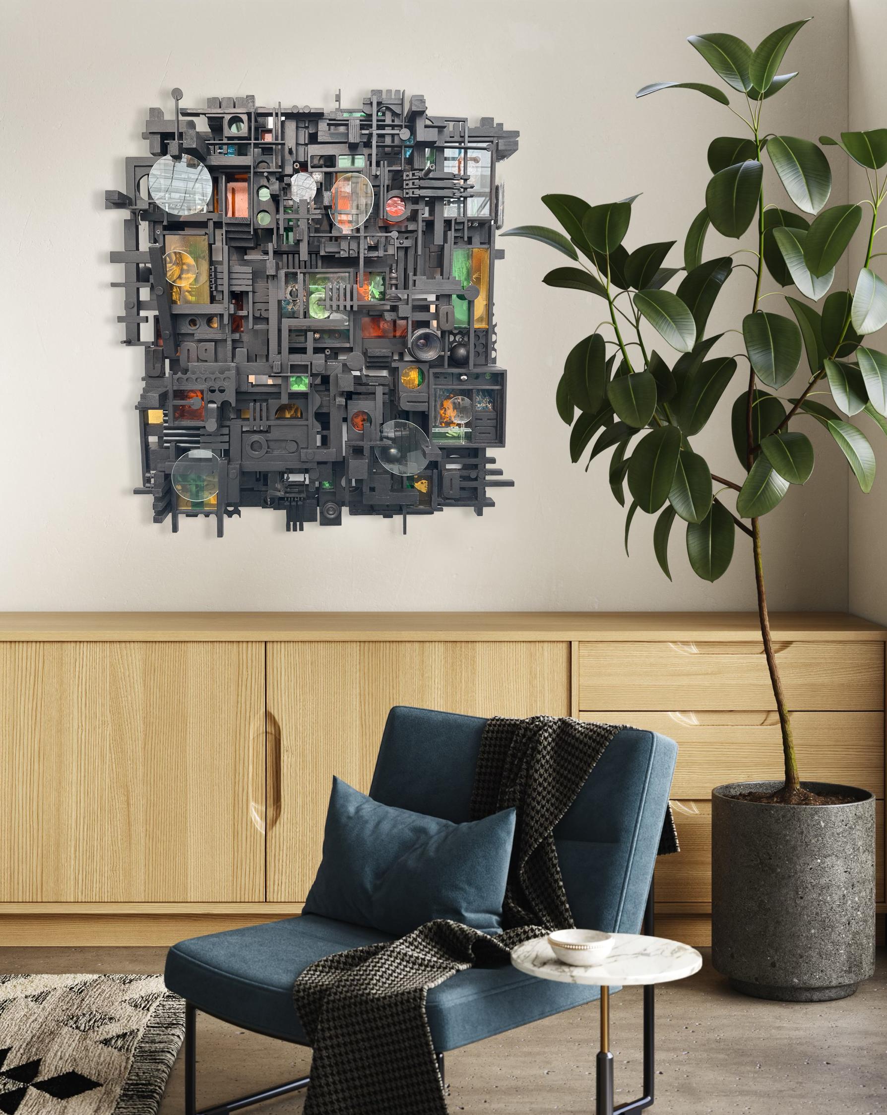 Lesley Hilling is a self-taught English artist known for her intricate constructions made entirely from salvaged wood and found objects. Her work reflects a deep connection to the past, incorporating items like cigarette cards, shells, old photos,
