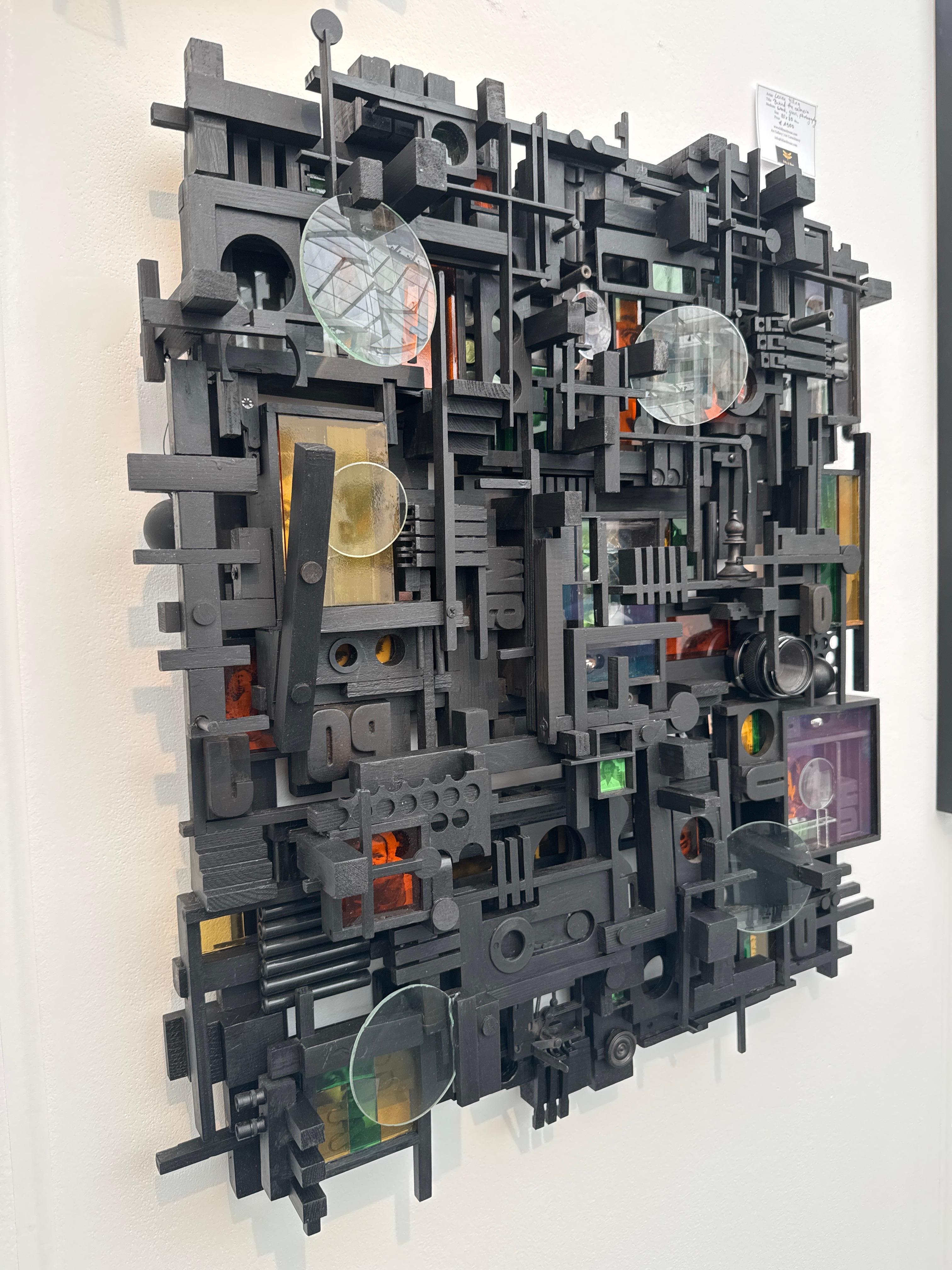 Noir - Contemporary salvaged wood Sculpture For Sale 2