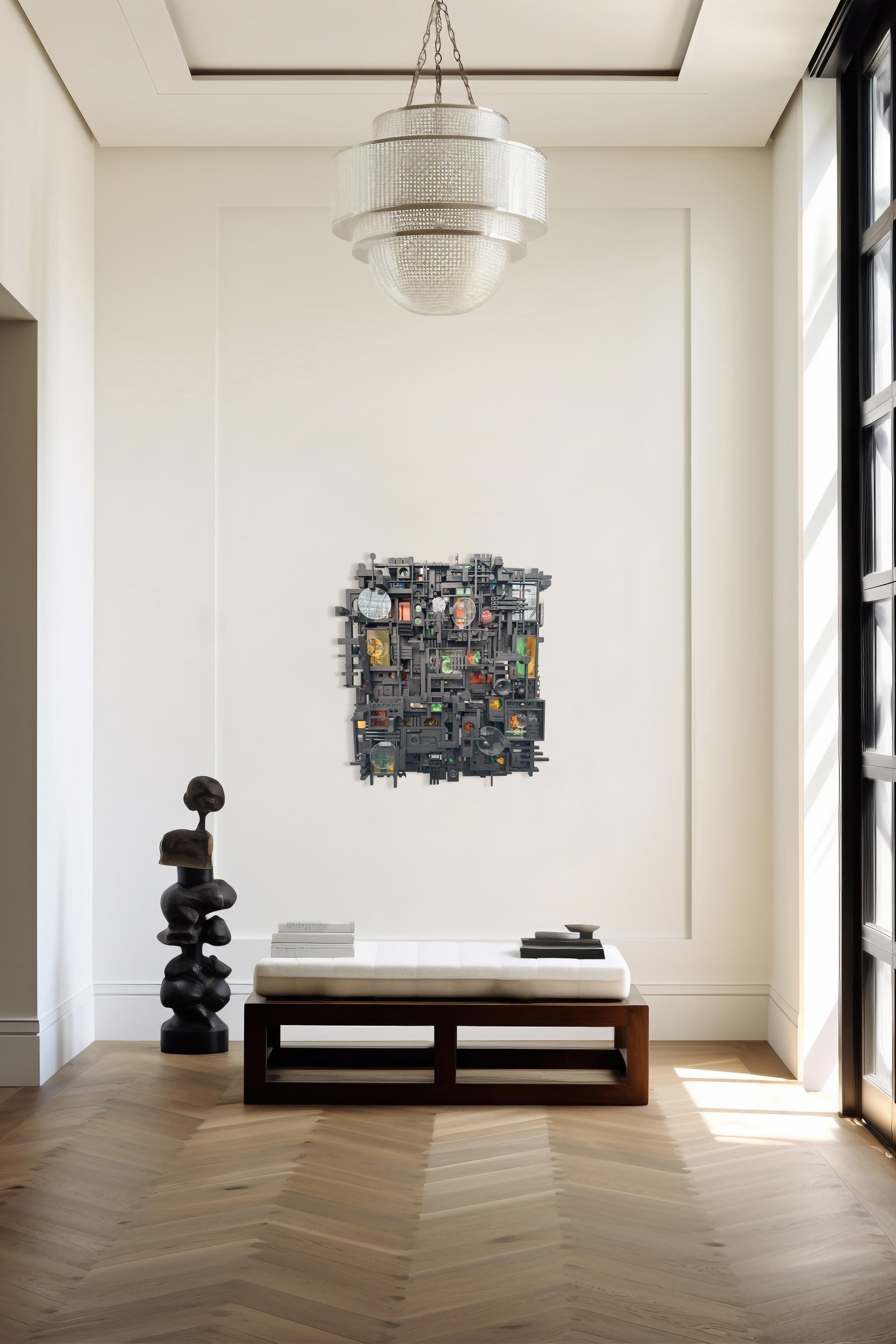 Noir - Contemporary salvaged wood Sculpture For Sale 6