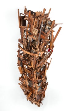 Canción de mi padre de Lesley Hilling - Escultura contemporánea de madera recuperada