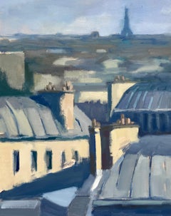 Above it All by Lesley Powell, Oil Landscape Contemporary Paris Painting