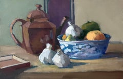 Artist's Kitchen by Lesley Powell, Oil on Panel Still Life with Teapot