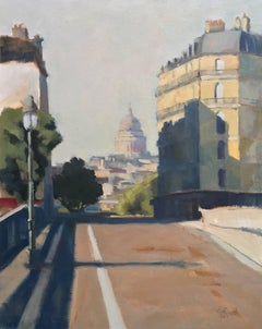 'Distant Pantheon' Medium Vertical Post-Impressionist Parisian Painting