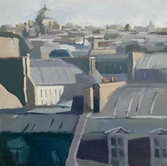 Endless Rooftops par Lesley Powell, peinture à l'huile du paysage contemporain de Paris