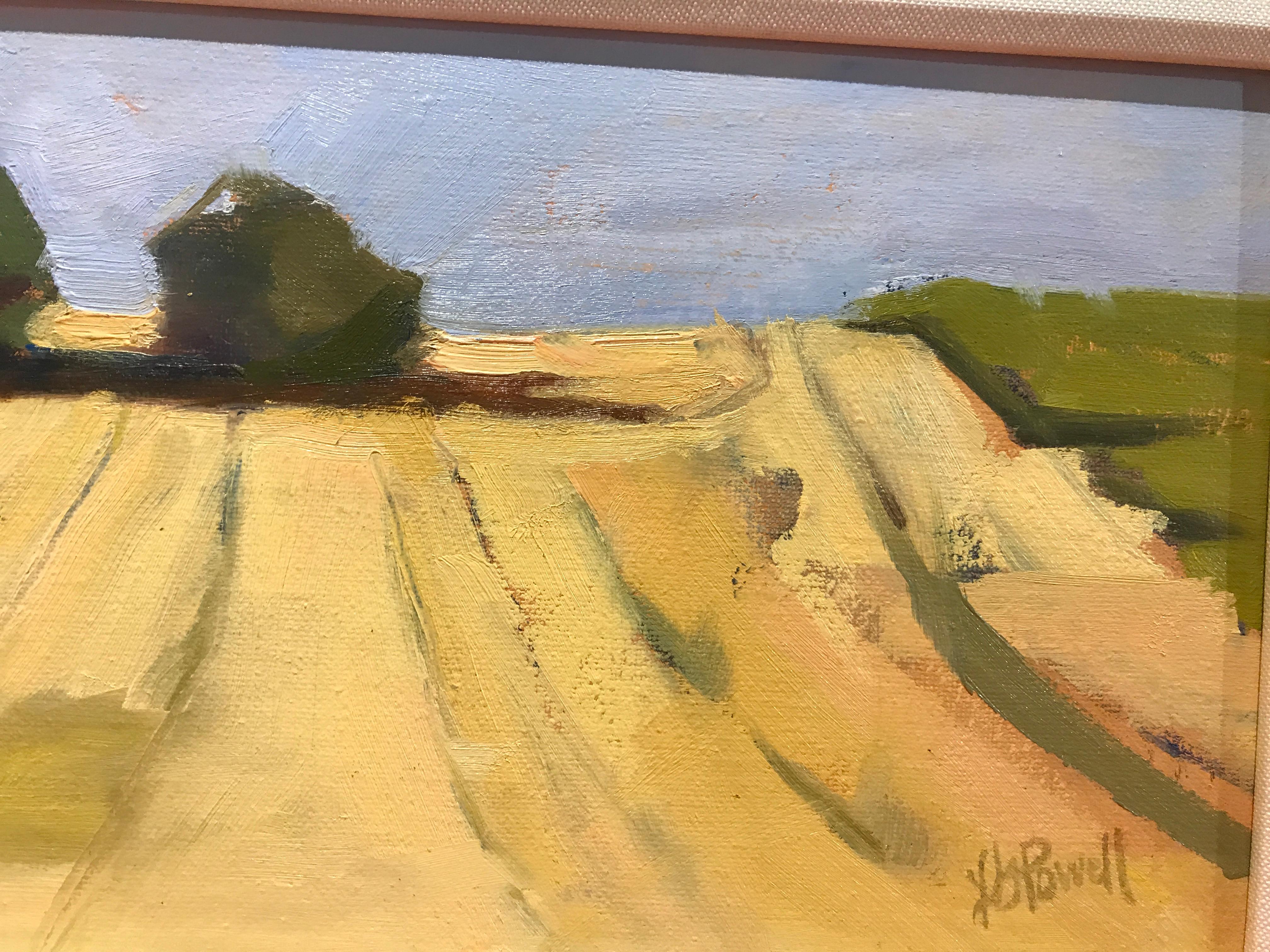 Fresh Mown Fields by Lesley Powell Oil on Linen Wrapped Board Landscape Painting 3