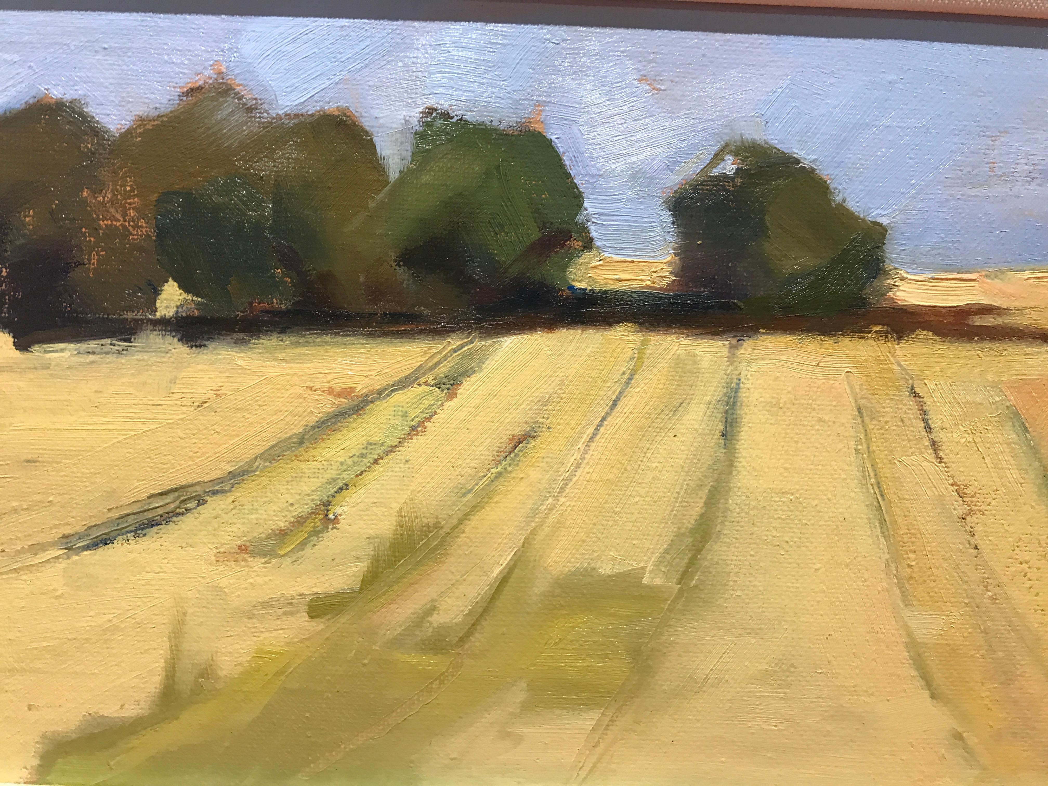 Fresh Mown Fields by Lesley Powell Oil on Linen Wrapped Board Landscape Painting 4
