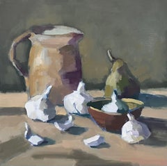 Danza del ajo de Lesley Powell, Bodegón al óleo Contemporáneo