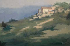 Huile de Hilltown Fantasia par Lesley Powell, scène française avec vert