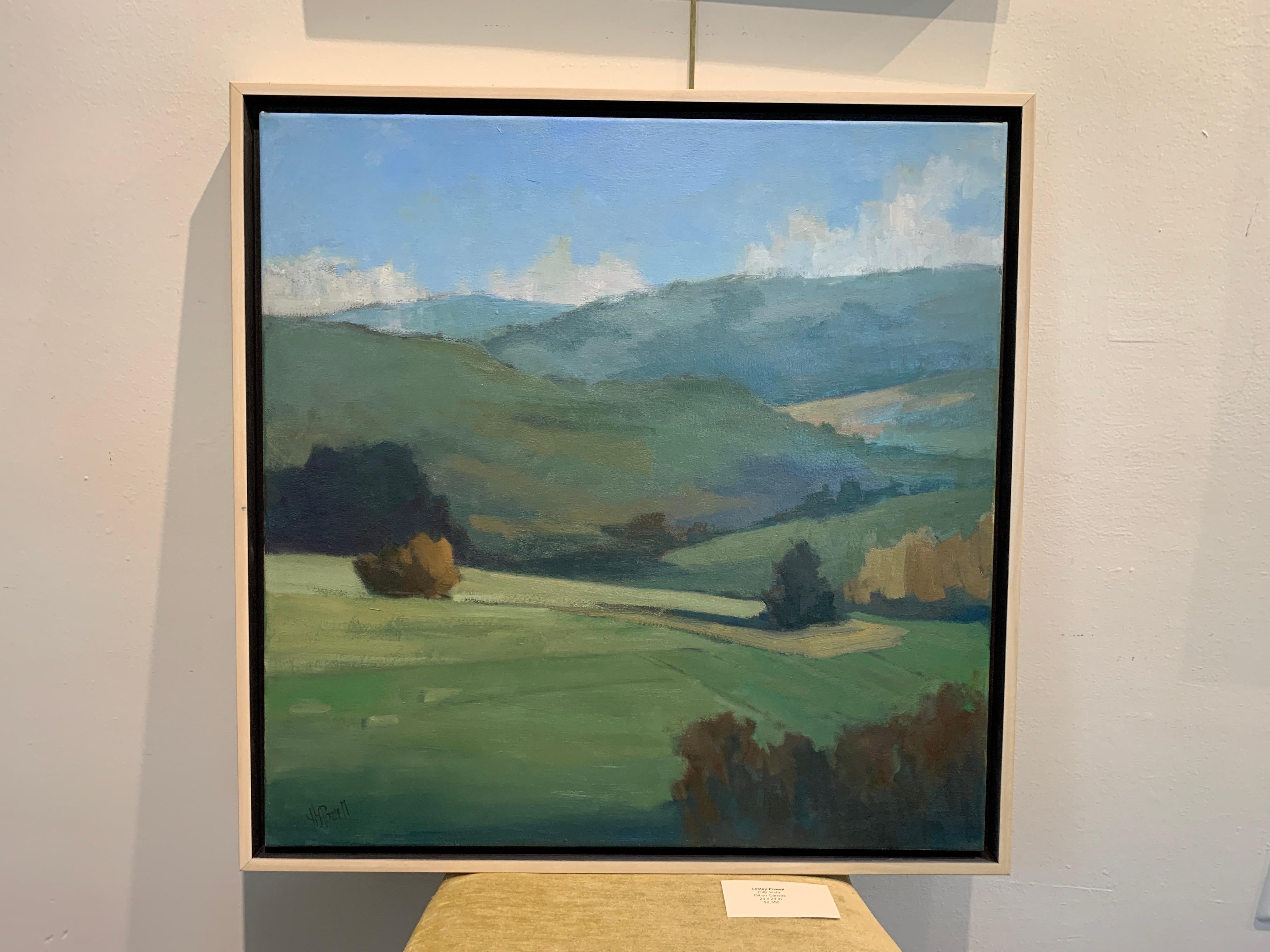Hilly Vista by Lesley Powell, Square Oil on Canvas Landscape 1