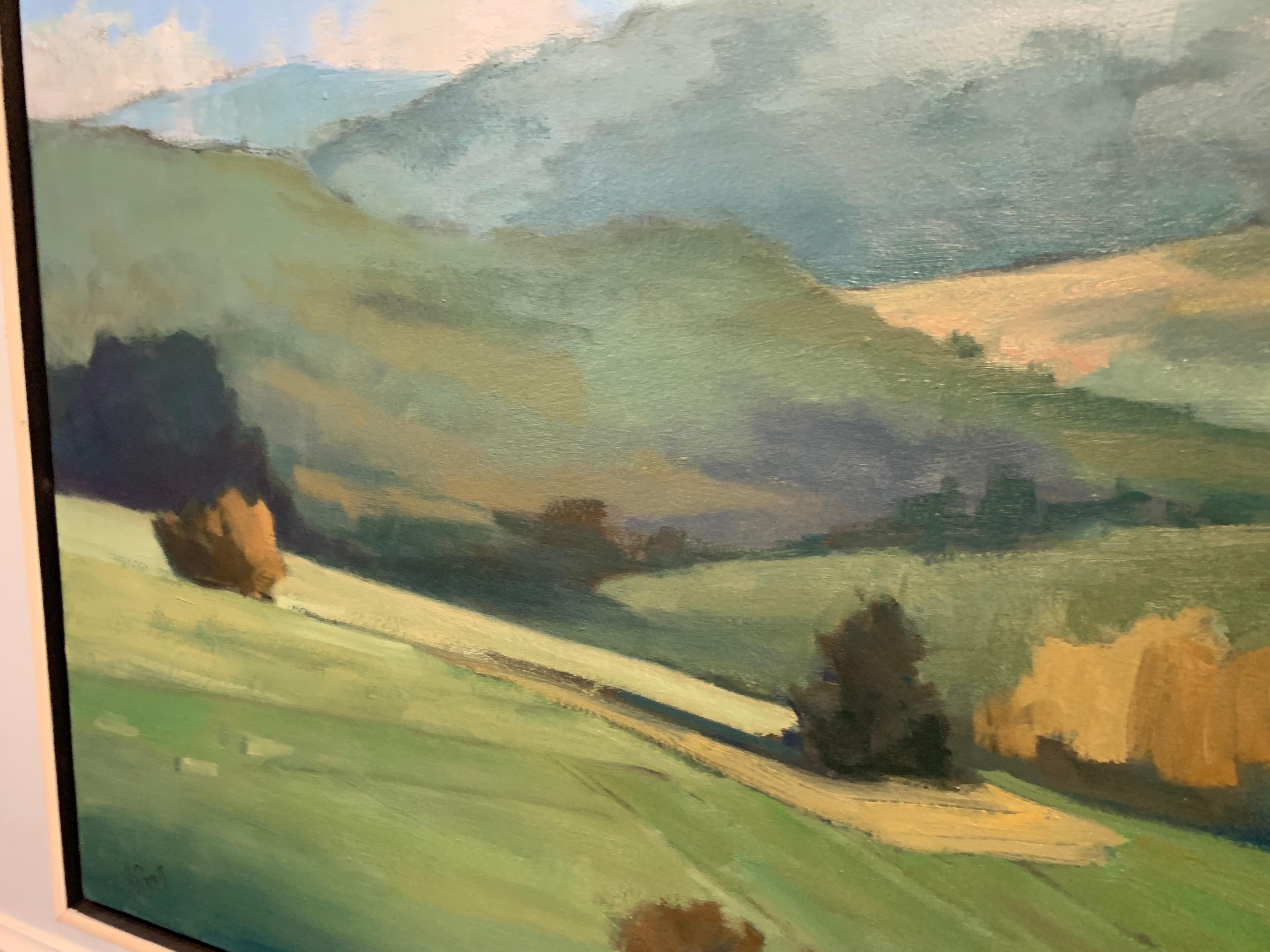 Hilly Vista by Lesley Powell, Square Oil on Canvas Landscape 3