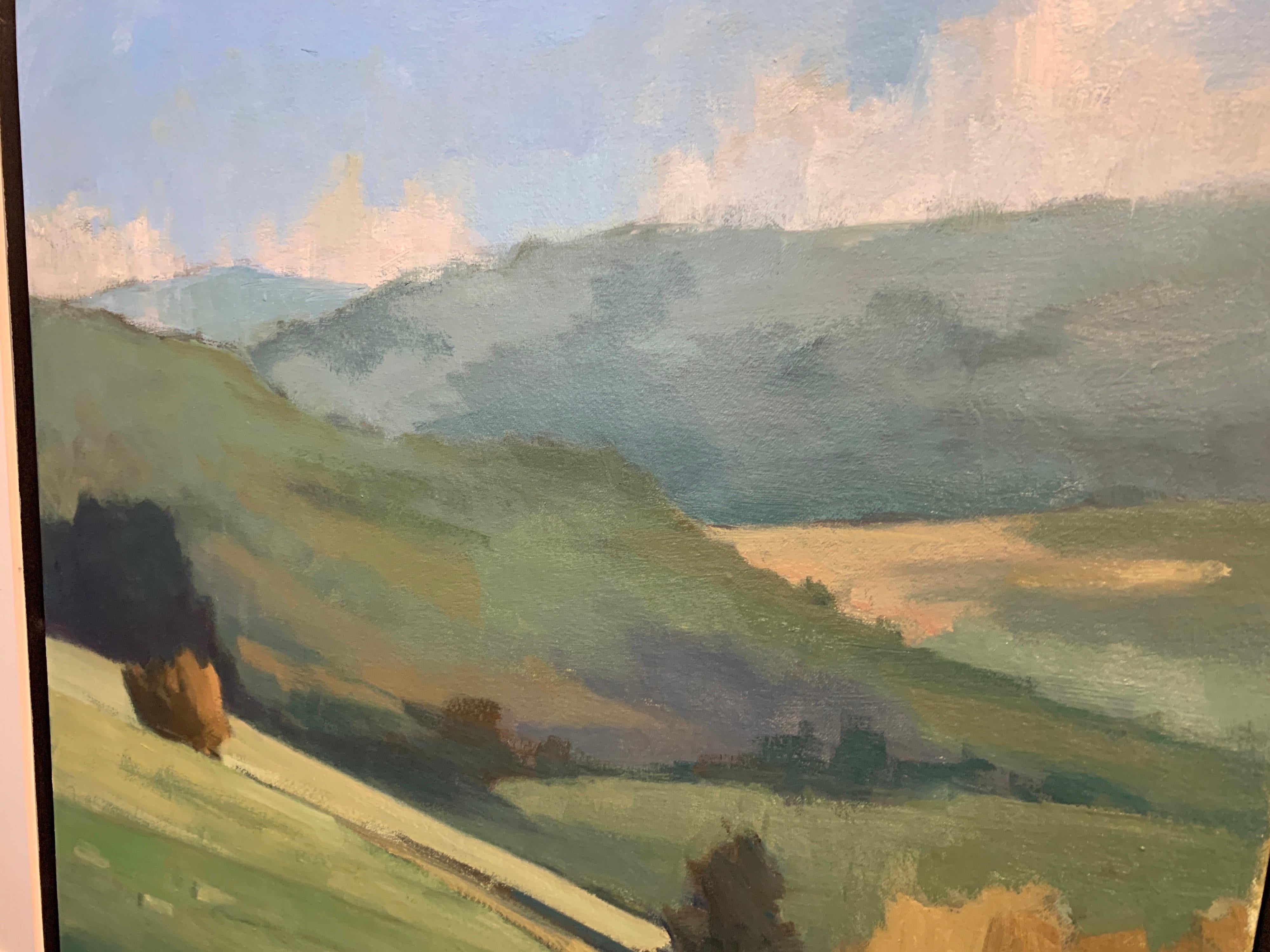 Hilly Vista by Lesley Powell, Square Oil on Canvas Landscape 5
