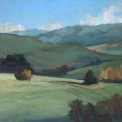 Hilly Vista by Lesley Powell, Square Oil on Canvas Landscape
