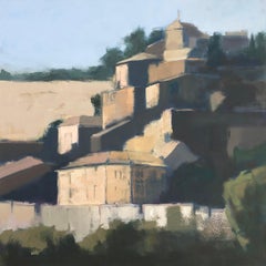 House on the Hills (Murs) par Lesley Powell:: Huile carrée sur toile Scène française
