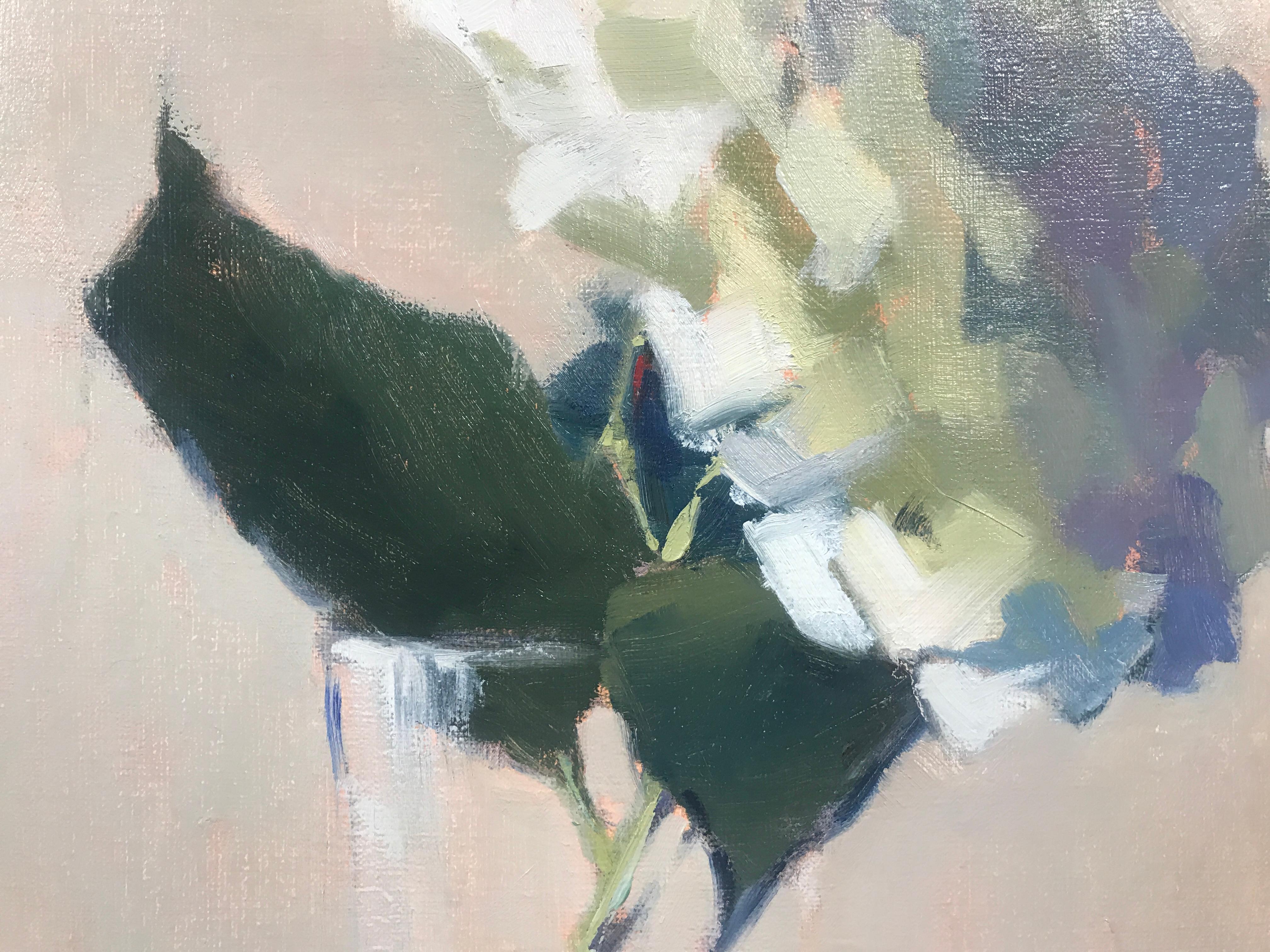 Hydrangea, Looking Forward by Lesley Powell, Small Post-Impressionist Painting 1