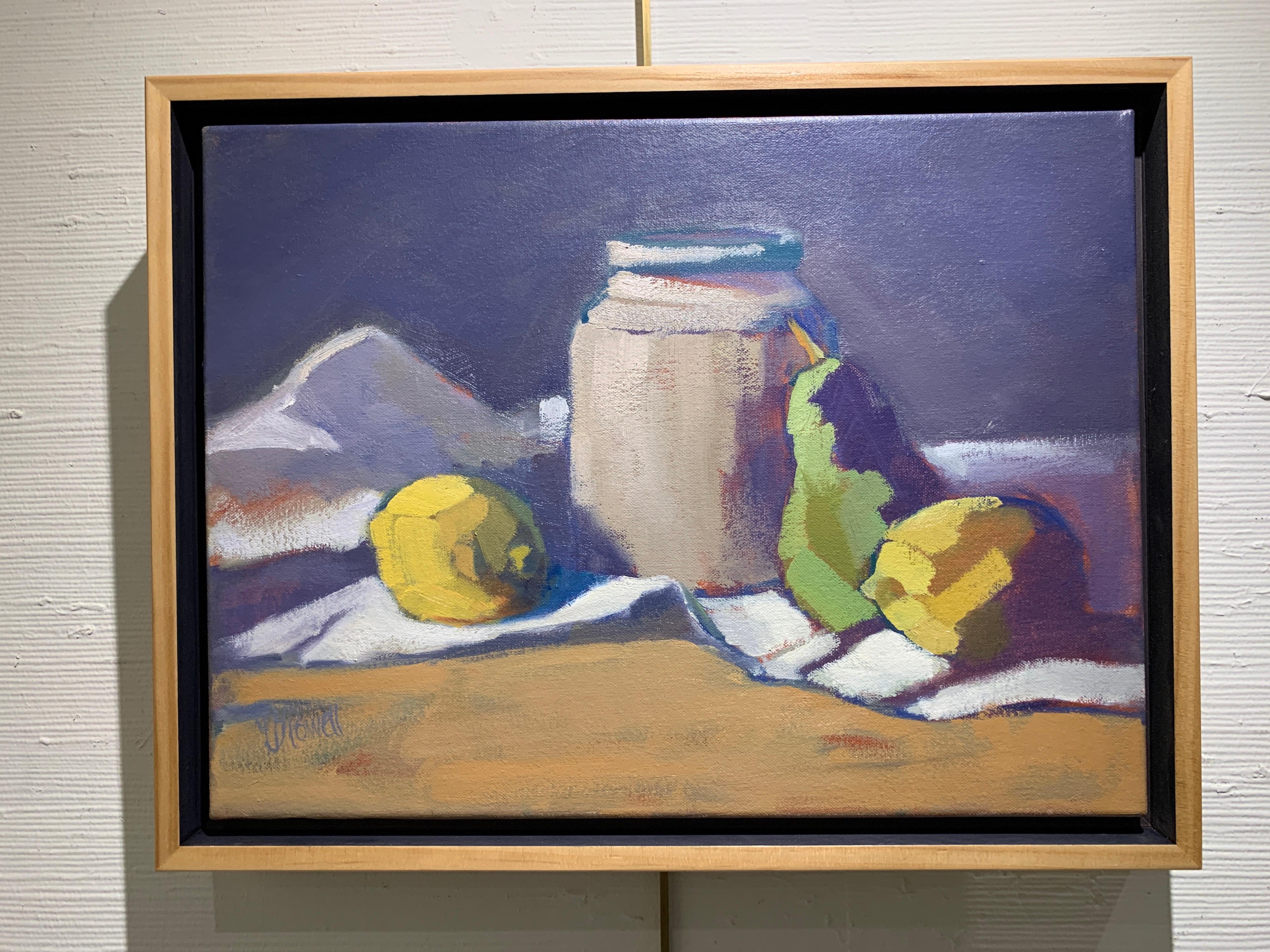 Jug, Lemons, Pear by Lesley Powell, Fruit Still Life Small 2