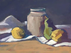 Jug, Lemons, Pear by Lesley Powell, Fruit Still Life Small