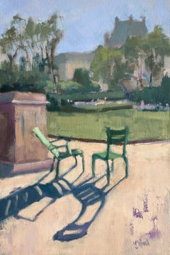 Kissing Shadows by Lesley Powell, Oil on Panel Parisian Scene