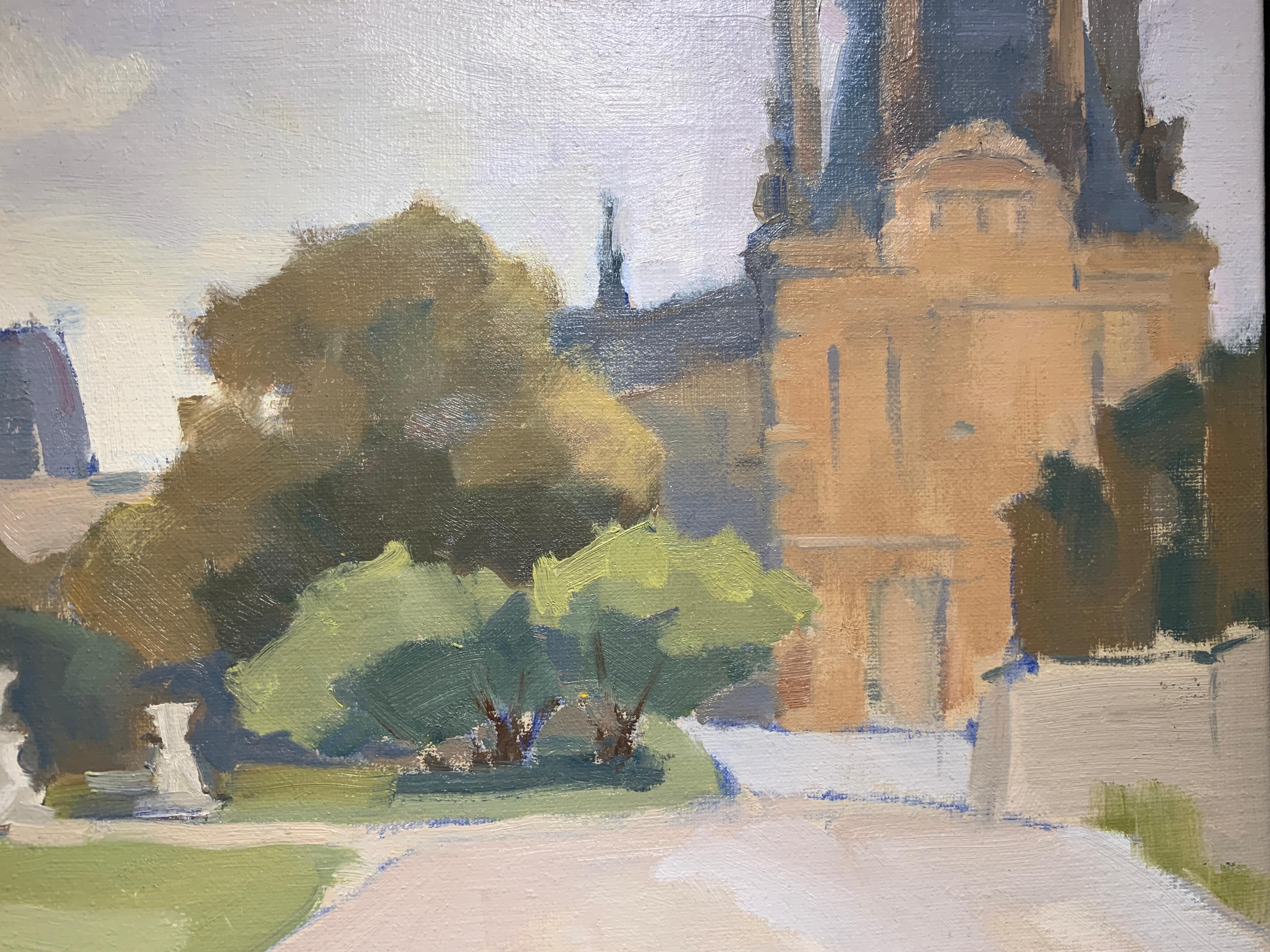 Louvre, from the Tuileries Lesley Powell Framed Oil on Linen Landscape Painting 2
