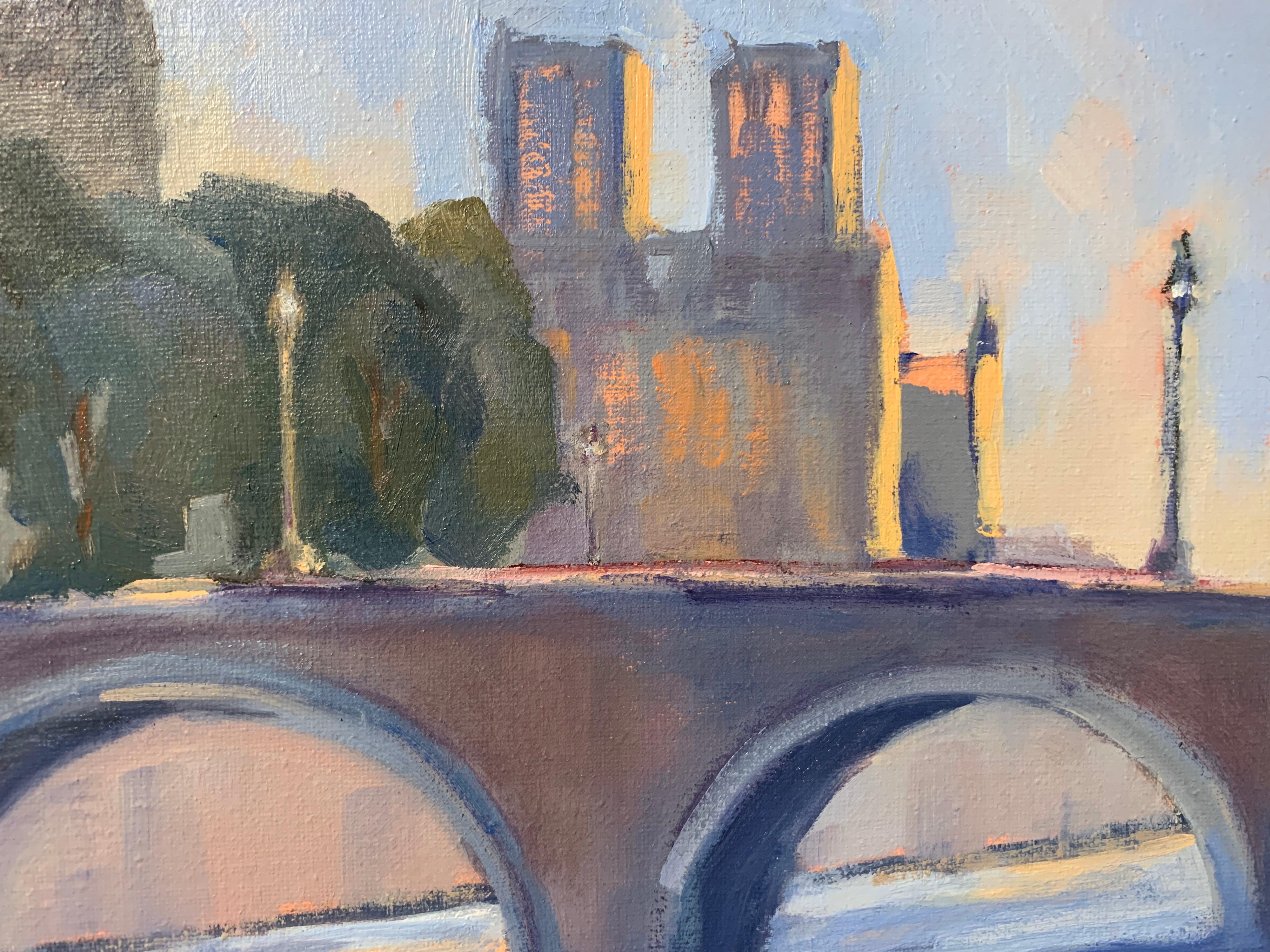 Notre Dame, West Facade by Lesley Powell Petite Parisian Impressionist Painting 6