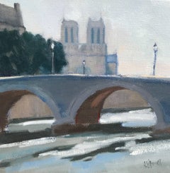 Paris Distilled, Notre Dame Silhouette, Petite Parisian Impressionist Painting