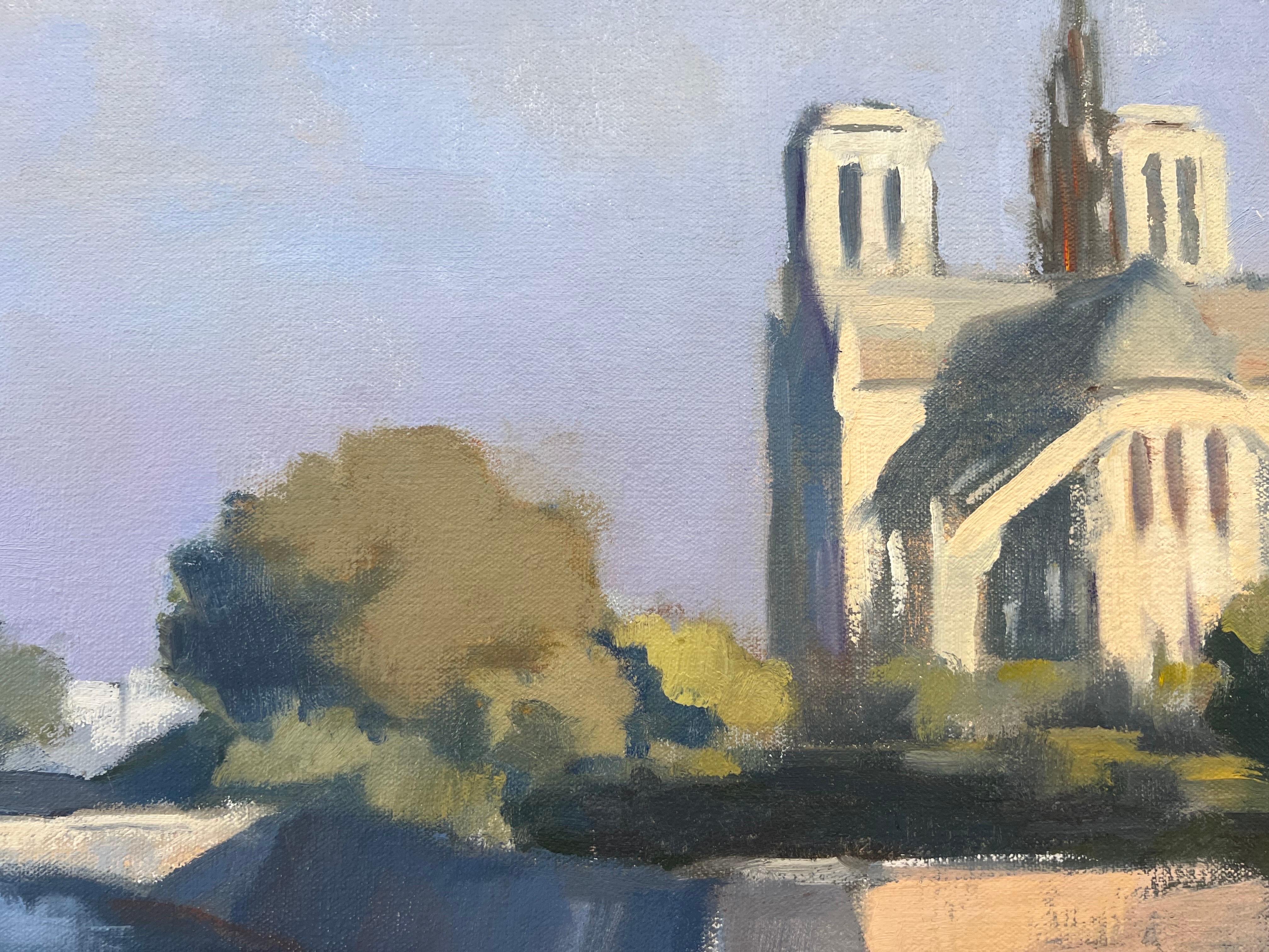 Reflections of Notre Dame by Lesley Powell, Oil on Canvas Parisian Scene 2