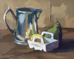 Tankard e Barquette di Lesley Powell, Natura morta ad olio in pittura contemporanea