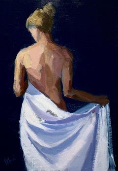Topknot by Lesley Powell, Framed Vertical Nude Painting