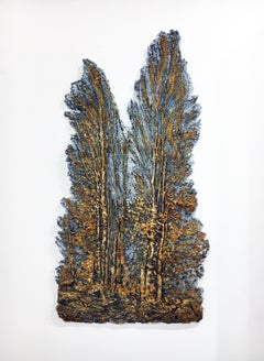 "2 Poplars", Contemporary Textile, Wall Sculpture, Fiber, Mixed Media, Organic