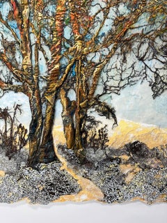 Goldene goldene Leuchte, Lesley Richmond, 2025, Wandbehang aus Fiberglas-Textil in Mischtechnik